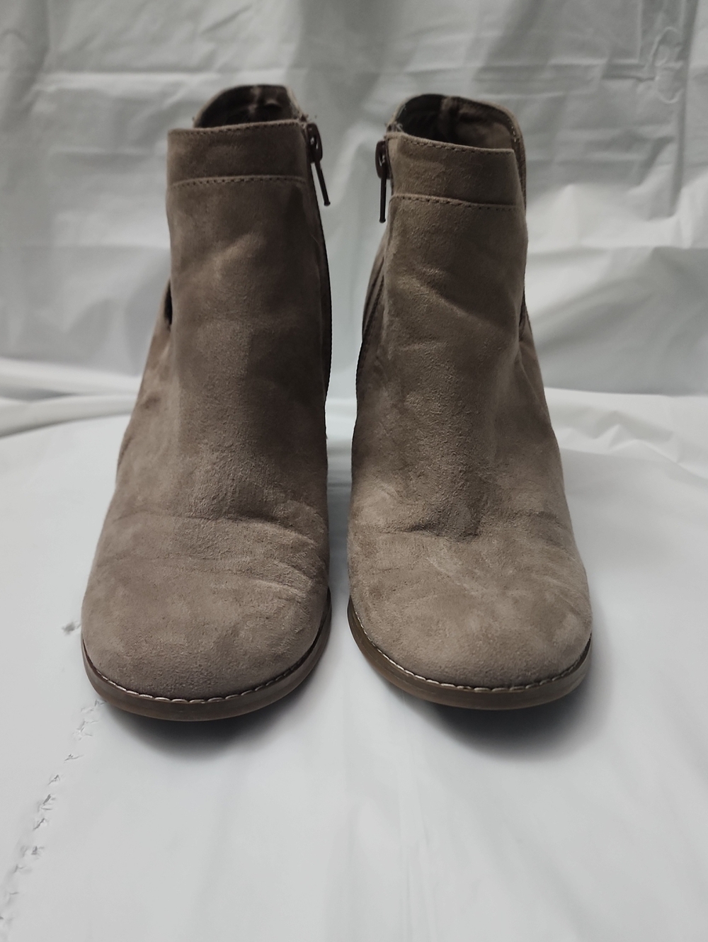 Madden Girl Taupe Suede Ankle Booties with Side Zip